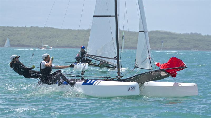 Erica Dawson and Henry Haslett (Nacra 17) - Oceanbridge NZL Sailing Regatta - Day 2 - February 2 photo copyright Richard Gladwell taken at Royal Akarana Yacht Club and featuring the Nacra 17 class