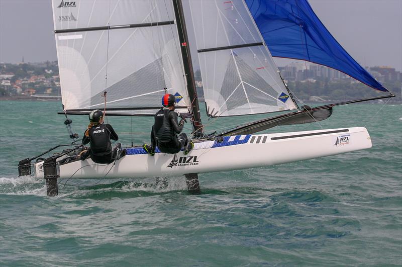 Gemma Jones and Jason Saunders - nacra 17 - Day 3 - Oceanbridge NZL Sailing Regatta, February 201N - photo © Michael Brown, Yachting New Zealand