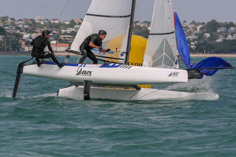 Day 3 - Oceanbridge NZL Sailing Regatta, February 2019 photo copyright Michael Brown, Yachting New Zealand taken at Royal Akarana Yacht Club and featuring the Nacra 17 class