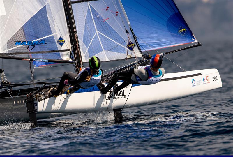 Gemma Jone and Jason Saunders - Nacra 17  - NZL- Day 4 - Hempel Sailing World Cup - Genoa - April 2019 photo copyright Jesus Renedo / Sailing Energy taken at Yacht Club Italiano and featuring the Nacra 17 class