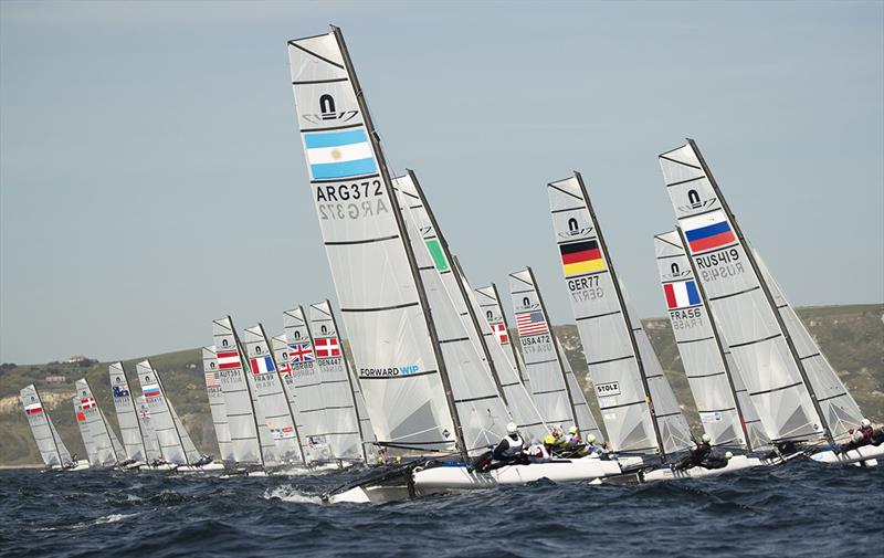 2019 Volvo 49er, FX, Nacra, European Championships - Day 2 photo copyright Lloyd Images / www.lloydimages.com taken at Weymouth & Portland Sailing Academy and featuring the Nacra 17 class