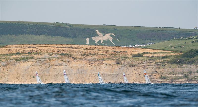 Gemma Jones and Jason Saunders (NZL) - Nacra 17 European Championship - Weymouth - Day 3 photo copyright Drew Malcolm taken at Weymouth & Portland Sailing Academy and featuring the Nacra 17 class