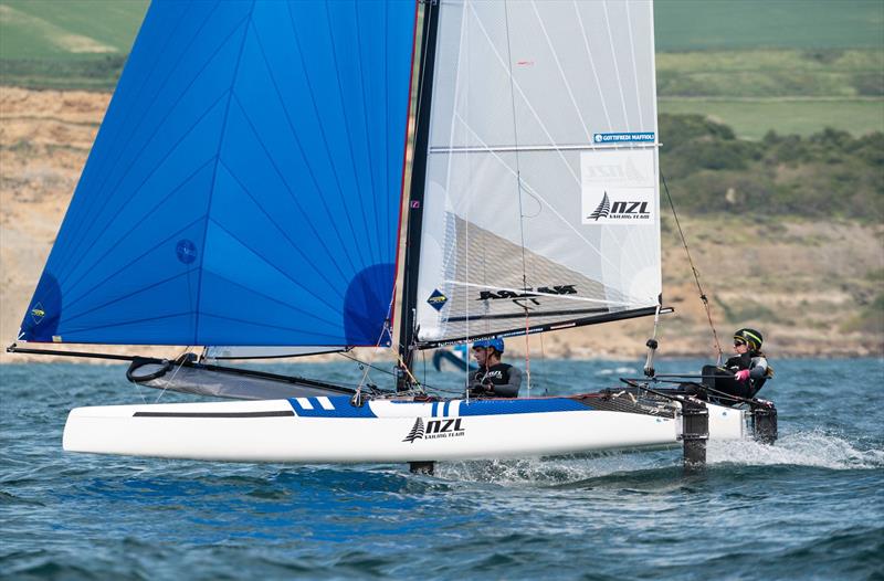 Gemma Jones and Jason Saunders (NZL) - Nacra 17 European Championship - Weymouth - Day 3 photo copyright Drew Malcolm taken at Weymouth & Portland Sailing Academy and featuring the Nacra 17 class