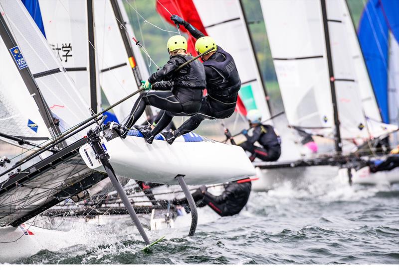 Day 4 of the Volvo Nacra 17, 49er and 49er FX European Championship photo copyright Drew Malcolm taken at Weymouth & Portland Sailing Academy and featuring the Nacra 17 class