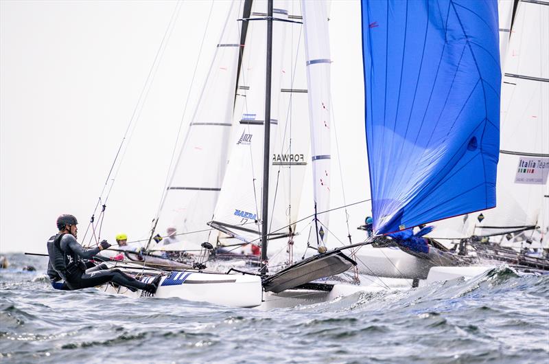 Gemma Jones and Jason Saunders  (NZL) - Nacra 17 European Championship - Weymouth - Day 4 photo copyright Drew Malcolm taken at Weymouth & Portland Sailing Academy and featuring the Nacra 17 class