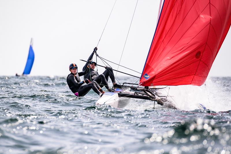 Paul Darmanin and Lucy Copeland finished 18th - 2019 49er, 49erFX and Nacra 17 European Championships photo copyright Drew Malcolm taken at Weymouth & Portland Sailing Academy and featuring the Nacra 17 class