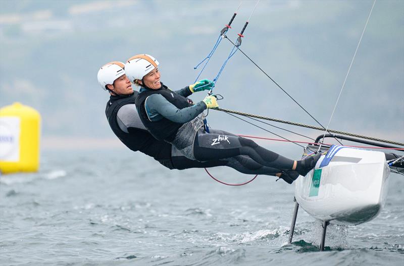 Nathan and Haylee Outteridge finished 10th overall - 2019 49er, 49erFX and Nacra 17 European Championships photo copyright Drew Malcolm taken at Weymouth & Portland Sailing Academy and featuring the Nacra 17 class