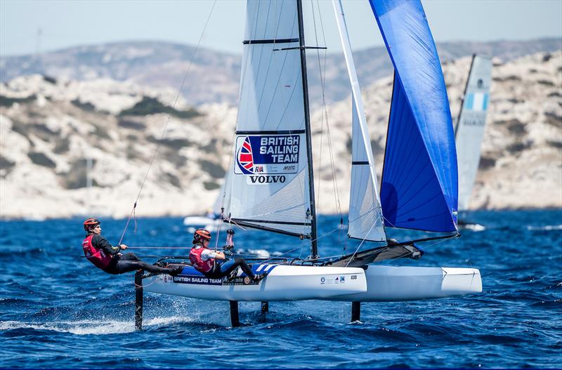 Nacra 17 Silver for John Gimson and Anna Burnet at the Hempel World Cup Series Final photo copyright Sailing Energy / World Sailing taken at  and featuring the Nacra 17 class