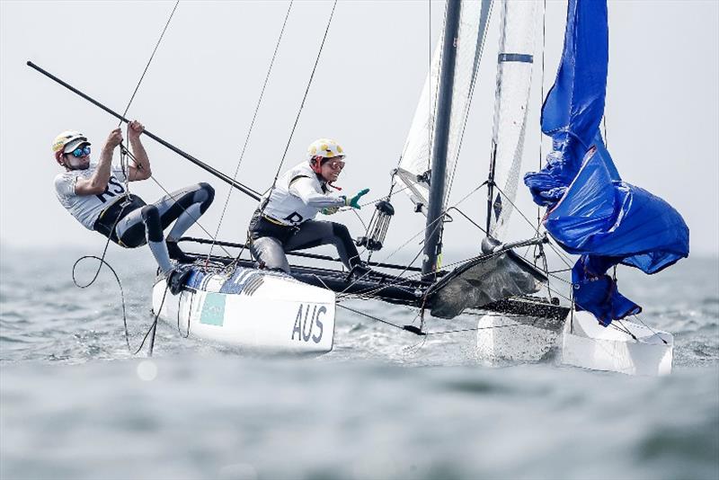 Jason Waterhouse and Lisa Darmanin - Ready Steady Tokyo day 2 photo copyright Pedro Martinez / Sailing Energy / World Sailing taken at  and featuring the Nacra 17 class