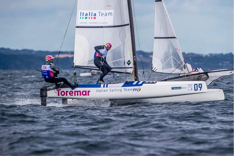 Lorenzo Bressani and Cecilia Zorzi (ITA) competing at the 2018 World Nacra 17 Championships at Aarhus, Denmark photo copyright Sailing Energy / World Sailing taken at Sailing Aarhus and featuring the Nacra 17 class