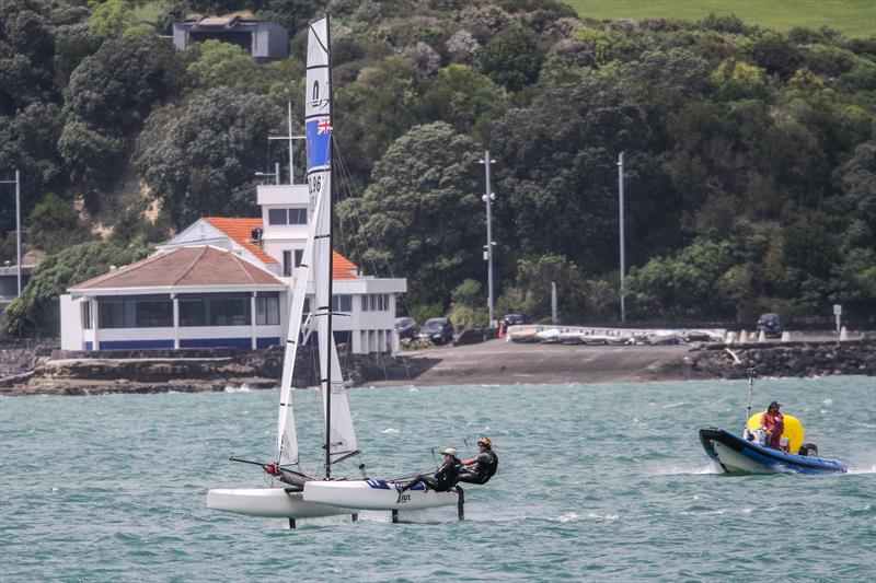 Erica Dawson and Micah Wilkinson on the Waitemata Harbour, November 20, 2019 photo copyright Richard Gladwell / Sail-World.com taken at Royal Akarana Yacht Club and featuring the Nacra 17 class