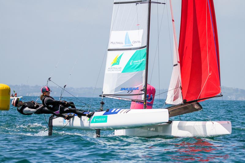 Nathan and Hayley Outteridge (AUS) - Nacra 17 - Hyundai World Championships, Oceania Championship, Day 2, November 26, 2019, Royal Akarana Yacht Club photo copyright Richard Gladwell / Sail-World.com taken at Royal Akarana Yacht Club and featuring the Nacra 17 class