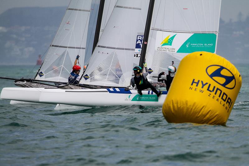 Nacra 17 - Hyundai World Championships, Oceania Championship, Day 3, November 27, 2019, Royal Akarana Yacht Club photo copyright Richard Gladwell / Sail-World.com taken at Royal Akarana Yacht Club and featuring the Nacra 17 class