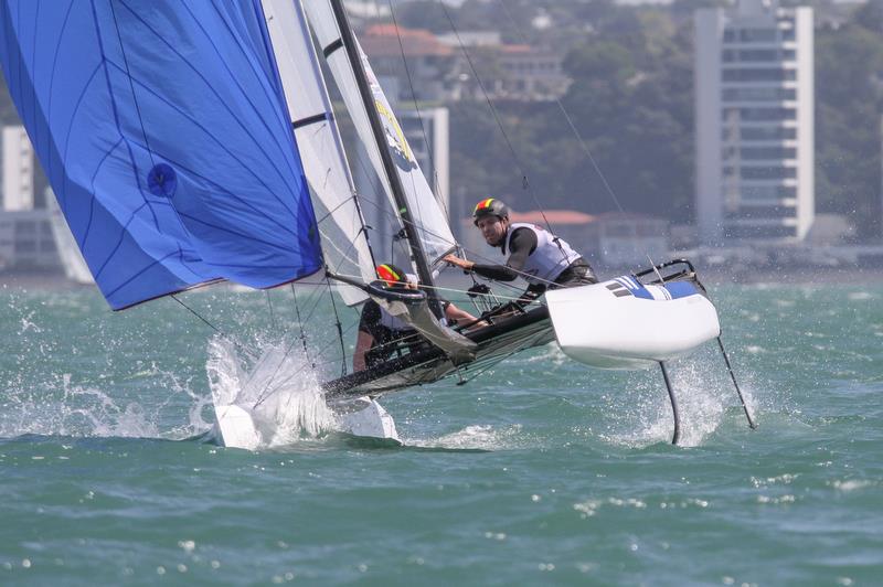 Nacra 17 - Hyundai World Championships, Oceania Championship, Day 1, November 25, 2019, Royal Akarana Yacht Club photo copyright Richard Gladwell / Sail-World.com taken at Royal Akarana Yacht Club and featuring the Nacra 17 class