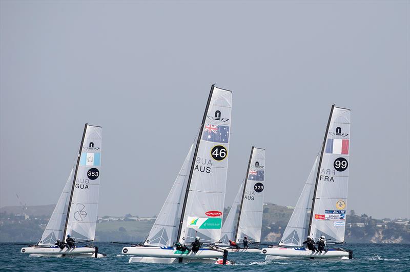 Nathan and Haylee Outteridge - Hyundai 49er, 49erFX & Nacra 17 World Championships photo copyright Matias Capizzano taken at Royal Akarana Yacht Club and featuring the Nacra 17 class