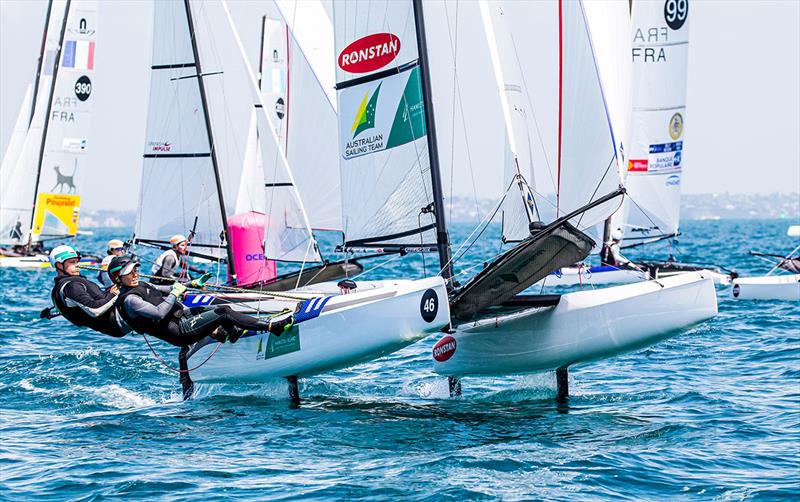 Nathan and Haylee Outteridge - Hyundai 49er, 49erFX & Nacra 17 World Championships photo copyright Sailing Energy taken at Royal Akarana Yacht Club and featuring the Nacra 17 class