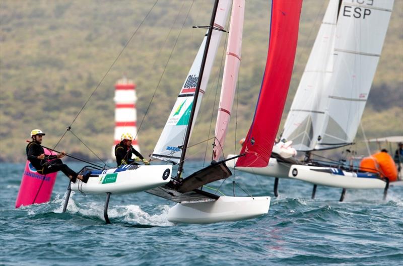 Jason Waterhouse and Lisa Darmanin - 2019 Hyundai 49er, 49erFX and Nacra 17 Worlds day 4 photo copyright Pedro Martinez / Sailing Energy taken at  and featuring the Nacra 17 class