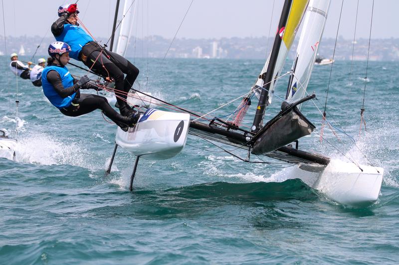 Nacra 17 - Hyundai Worlds - Day 4, December 6, 2019 , Auckland NZ photo copyright Richard Gladwell / Sail-World.com taken at Royal Akarana Yacht Club and featuring the Nacra 17 class