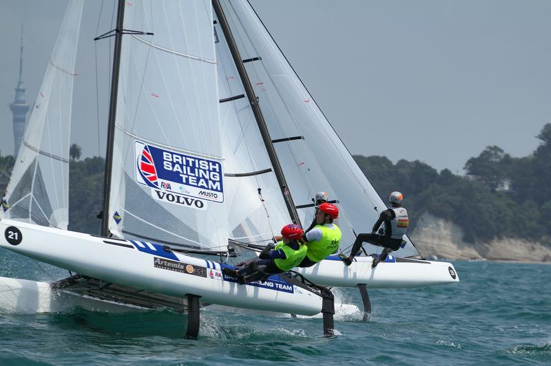 Nacra 17 - Hyundai Worlds - Day 4, December 6, 2019 , Auckland NZ photo copyright Richard Gladwell / Sail-World.com taken at Royal Akarana Yacht Club and featuring the Nacra 17 class