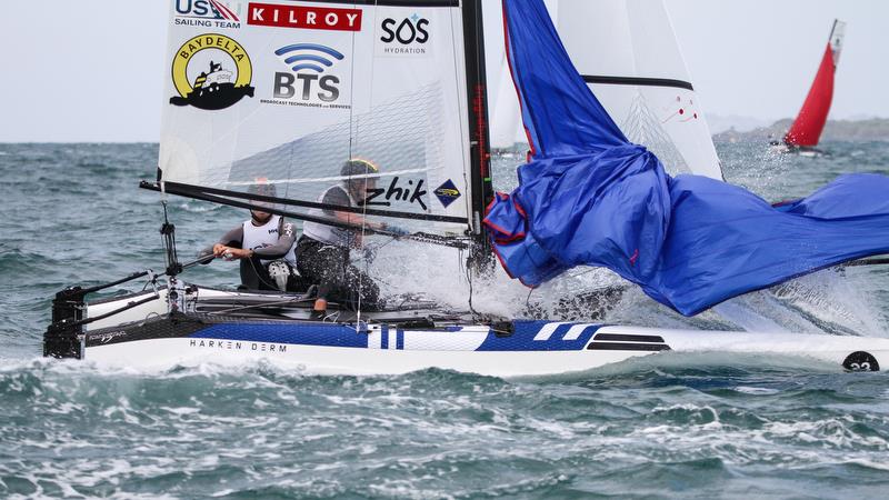 Nacra 17 - Hyundai Worlds - Day 4, December 6, 2019 , Auckland NZ photo copyright Richard Gladwell / Sail-World.com taken at Royal Akarana Yacht Club and featuring the Nacra 17 class