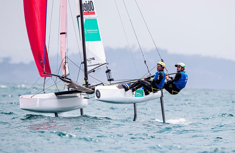 Jason Waterhouse and Lisa Darmanin - 2019 Hyundai 49er, 49erFX and Nacra 17 World Championships photo copyright Jesus Renedo / Sailing Energy taken at Royal Akarana Yacht Club and featuring the Nacra 17 class