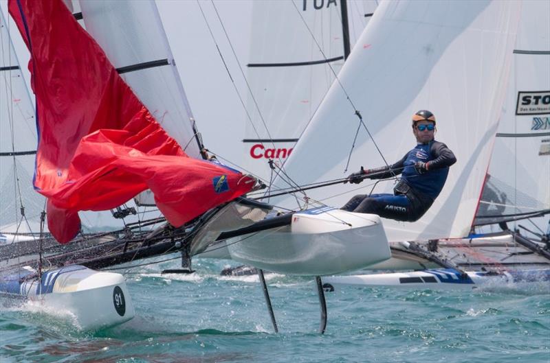 Ben Saxton and Nicola Boniface - 2019 49er, 49erFX and Nacra 17 Worlds final day photo copyright Matias Capizzano taken at Royal Akarana Yacht Club and featuring the Nacra 17 class