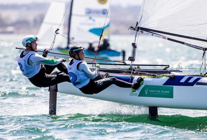 Nathan and Haylee Outteridge - 2020 49er, 49er FX & Nacra 17 World Championships, day 3 - photo © Jesus Renedo / Sailing Energy