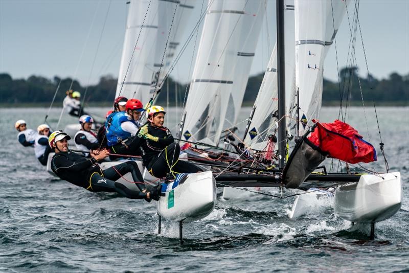 Jason Waterhouse and Lisa Darmanin - 2020 49er, 49er FX & Nacra 17 World Championships, Day 4 photo copyright Beau Outteridge taken at Royal Geelong Yacht Club and featuring the Nacra 17 class