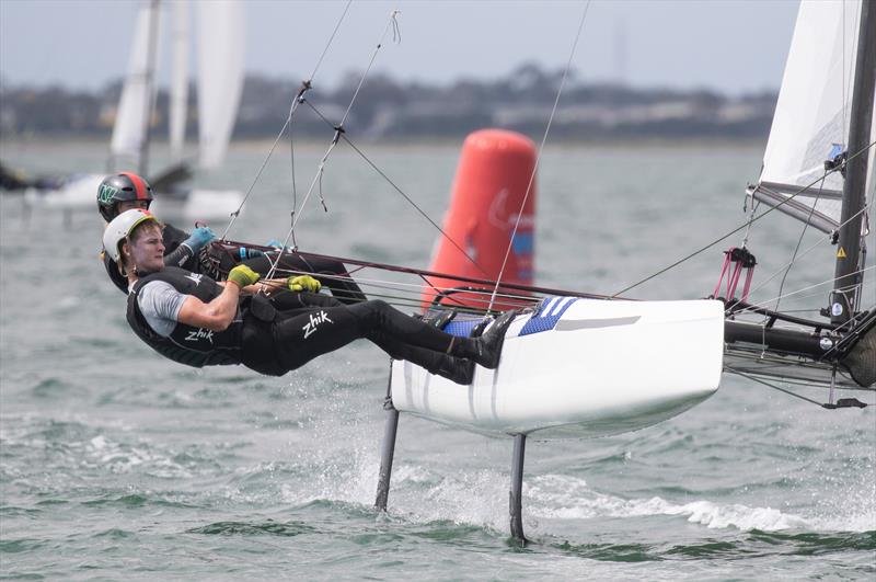 Helena Sanderson and Henry Haslett - Nacra 17 - Day 4 - 2020 World Championships - Royal Geelong Yacht Club - February 2020 photo copyright Bill Phillips taken at Royal Geelong Yacht Club and featuring the Nacra 17 class