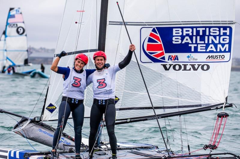 John Gimson and Anna Burnet - 49er, 49er FX & Nacra 17 World Championship 2020, final day photo copyright Jesus Renedo / Sailing Energy taken at Royal Geelong Yacht Club and featuring the Nacra 17 class