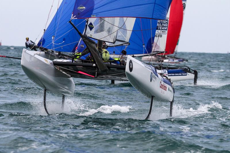 Nacra 17 - Hyundai Worlds - Day 4, December 6, 2019, Auckland NZ photo copyright Richard Gladwell / Sail-World.com\ taken at Takapuna Boating Club and featuring the Nacra 17 class