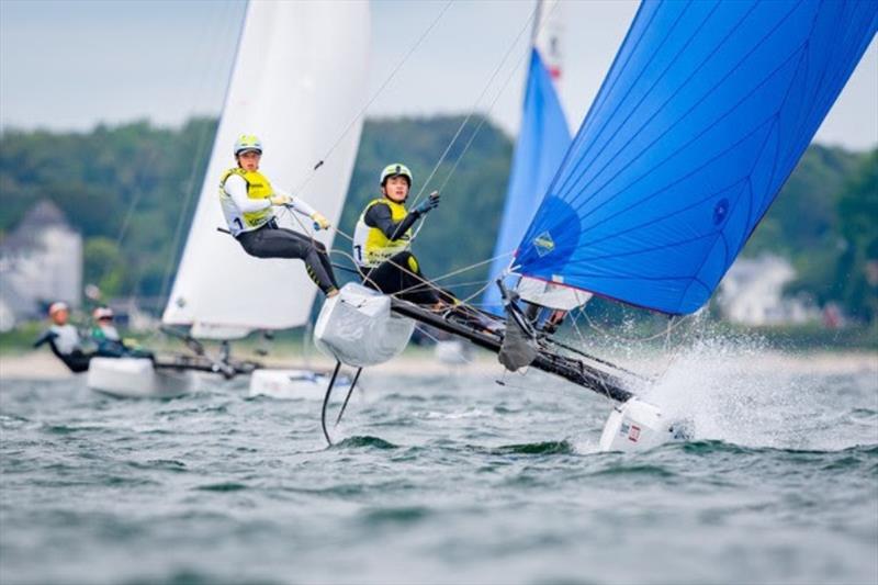 Germany's hope in Nacra 17: Paul Kohlhoff and Alica Stuhlemmer (Kiel) photo copyright S. Klahn / kieler-woche.de taken at Kieler Yacht Club and featuring the Nacra 17 class