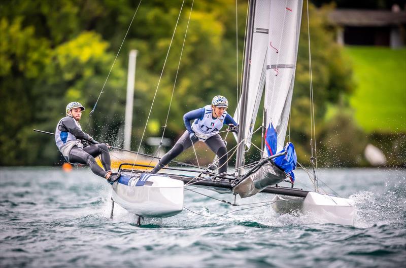 2020 Forward WIP 49er, 49erFX and Nacra 17 European Championship - Day 6 photo copyright Tobias Stoerkle taken at Union-Yacht-Club Attersee and featuring the Nacra 17 class