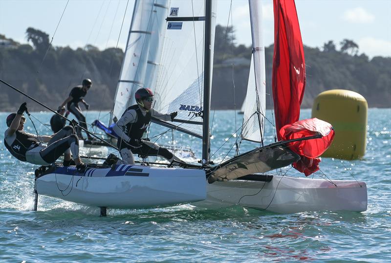 Oceanbridge NZL Sailing Regatta - Wakatere BC April 11, 2021 photo copyright Richard Gladwell / Sail-World.com / nz taken at Wakatere Boating Club and featuring the Nacra 17 class