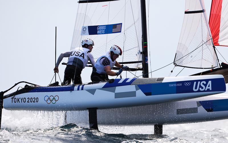 USA Nacra 17 team on Tokyo 2020 Olympic Sailing Competition Day 5 photo copyright Sailing Energy / World Sailing taken at  and featuring the Nacra 17 class