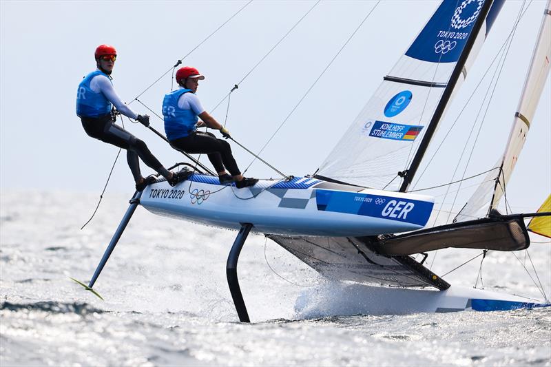 GER Nacra 17 team on Tokyo 2020 Olympic Sailing Competition Day 5 photo copyright Sailing Energy / World Sailing taken at  and featuring the Nacra 17 class