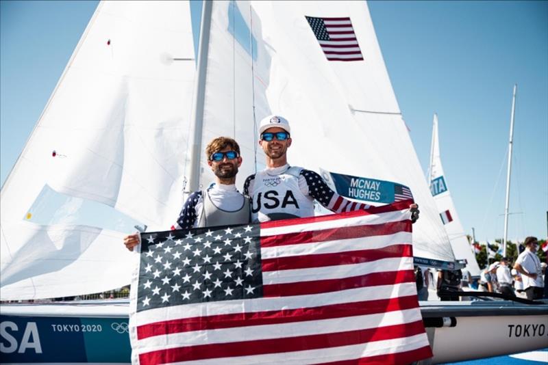 Riley Gibbs (Long Beach, Calif.) and Anna Weis (Fort Lauderdale, Fla.) - Tokyo 2020 Olympics photo copyright Sailing Energy / US Sailing taken at  and featuring the Nacra 17 class