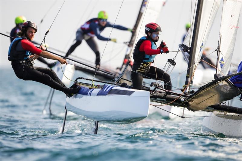 2021 Nacra 17, 49erFX and 49er World Championships in Mussanah - Day 2 photo copyright Sailing Energy / Oman Sail taken at  and featuring the Nacra 17 class