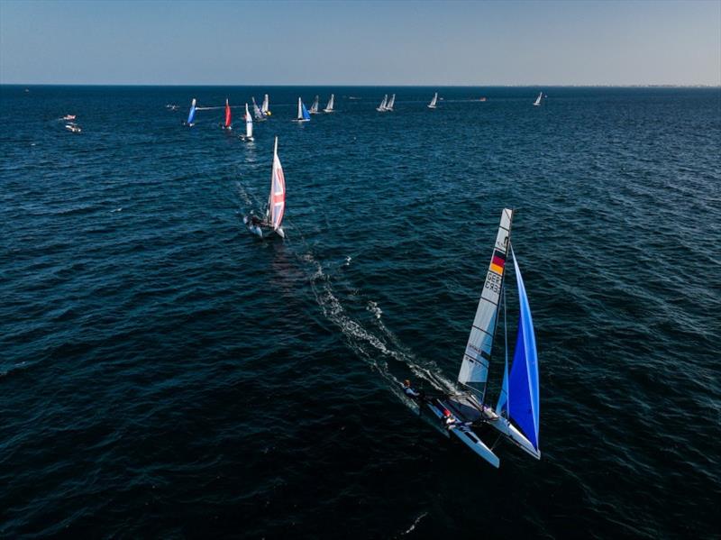 2021 Nacra 17, 49erFX and 49er World Championships in Mussanah - Day 2 photo copyright Sailing Energy / Oman Sail taken at  and featuring the Nacra 17 class