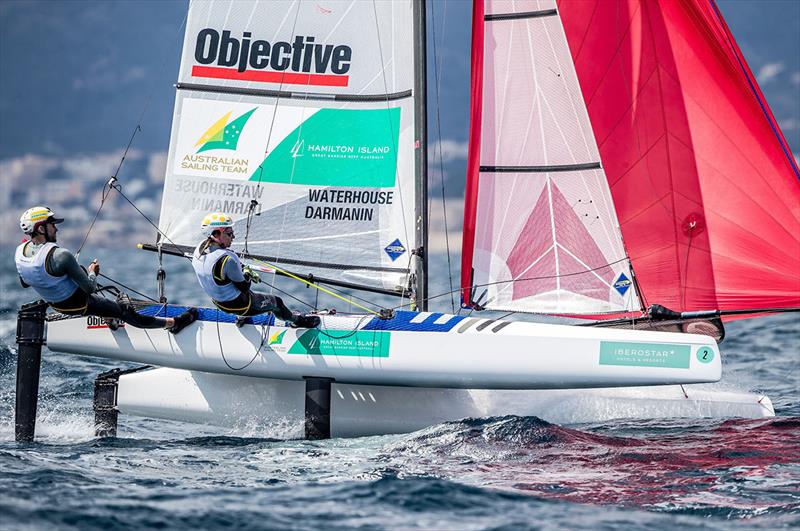 Jason Waterhouse and Lisa Darmanin won Gold at Palma in 2019 - Sailing Energy photo photo copyright Jesus Renedo / Sailing Energy taken at Australian Sailing and featuring the Nacra 17 class