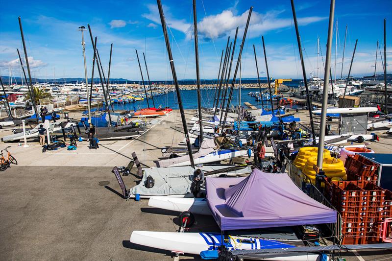 Boat park - Day 1 - 53rd Semaine Olympique Francais, Hyeres - April 2022 photo copyright Sailing Energy / World Sailing taken at  and featuring the Nacra 17 class