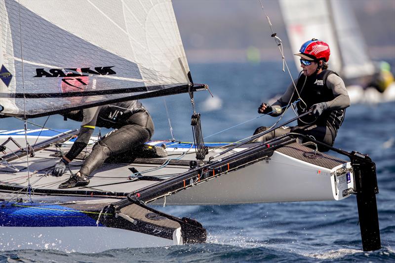 Micah Wilkinson & Erica Dawson (NZL) - Nacra 17 - NZL Sailing Team - Semaine Olympique Française de Hyères - April 2022 photo copyright Sailing Energy/FFVoile taken at  and featuring the Nacra 17 class