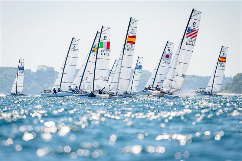 Very strong fleet in the Nacra 17 class at Kiel Week photo copyright Sascha Klahn / Kieler Woche taken at Kieler Yacht Club and featuring the Nacra 17 class