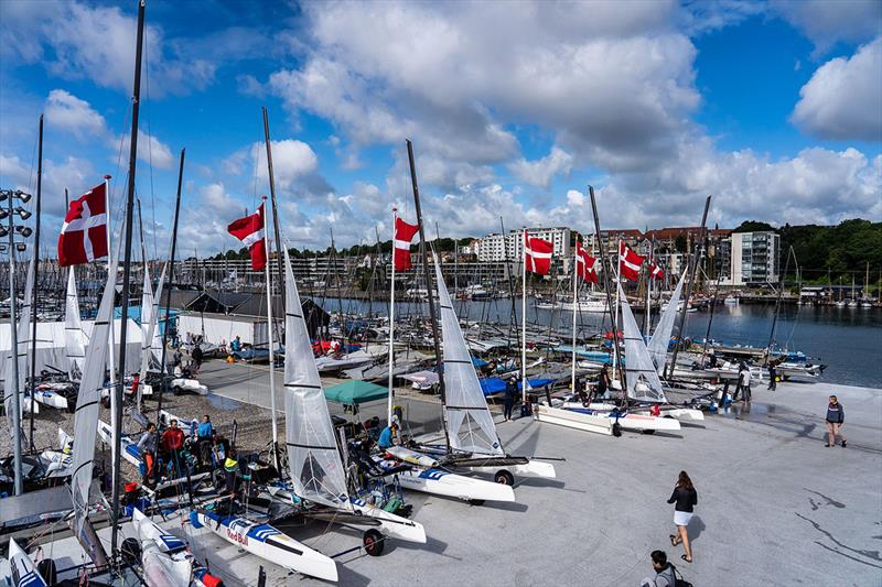 Nacras preparing for the day at the Aarhus International Sailing Centre - photo © Beau Outteridge