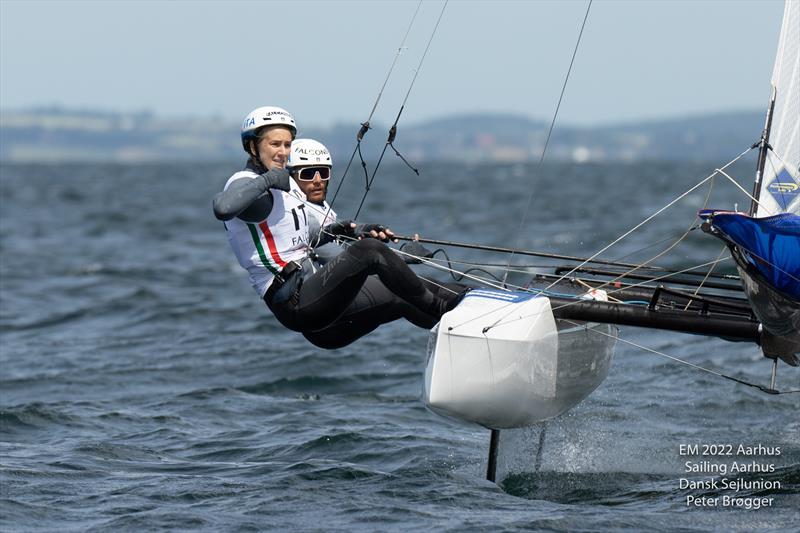 Ruggero Tita with Caterina Banti (ITA) in a class of their own on day 2 of the 49er, 49erFX & Nacra 17 European Championships in Aarhus, Denmark photo copyright Peter Brogger taken at Sailing Aarhus and featuring the Nacra 17 class