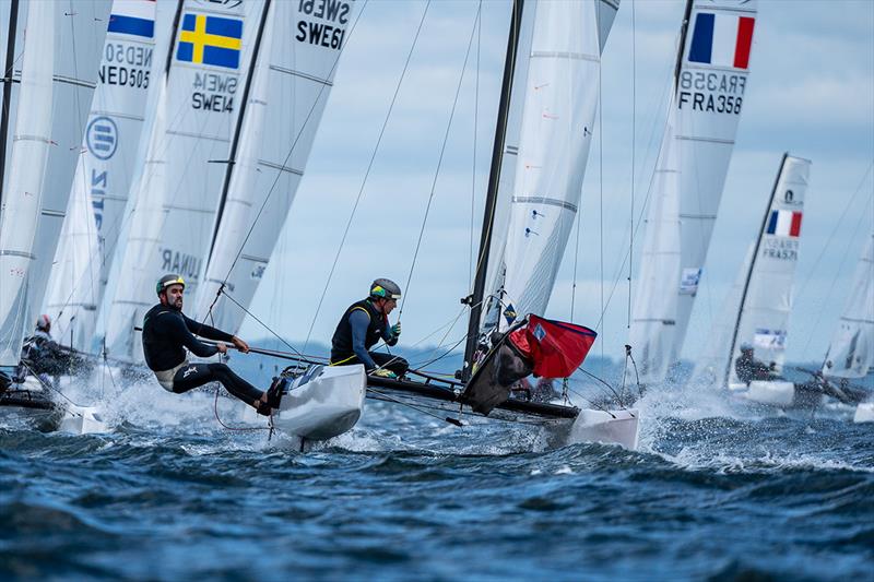 Jason Waterhouse and Lisa Darmanin amongst the action - 49er, 49erFX & Nacra 17 European Championships photo copyright Beau Outteridge taken at  and featuring the Nacra 17 class