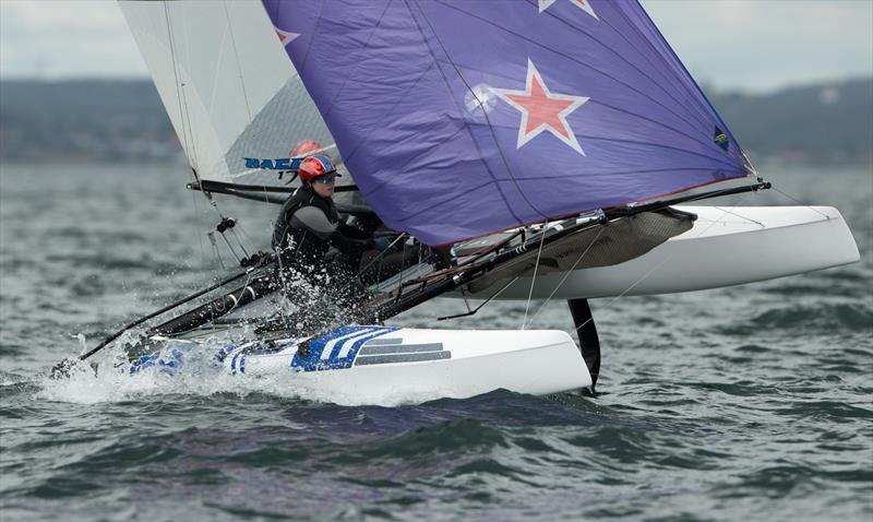 Micah Wilkinson and Erica Dawson (NZL) - Nacra 17 - Day 4 - European Championships - Aarhus, Denmark - July 2022 photo copyright Peter Brogger taken at Sailing Aarhus and featuring the Nacra 17 class