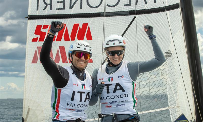 Ruggero Tita and Caterina Banti (ITA) Gold Medalists - Nacra 17- Day 6 - European Championships - Aarhus, Denmark - July 2022 - photo © Peter Brogger