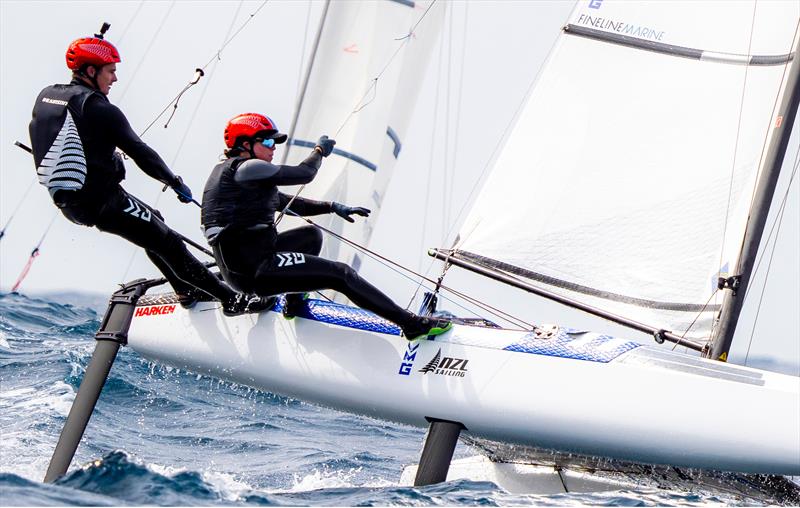 Micah Wilkinson & Erica Dawson (NZL) at the Lanzarote International Regatta photo copyright Sailing Energy taken at Lanzarote Sailing Center and featuring the Nacra 17 class