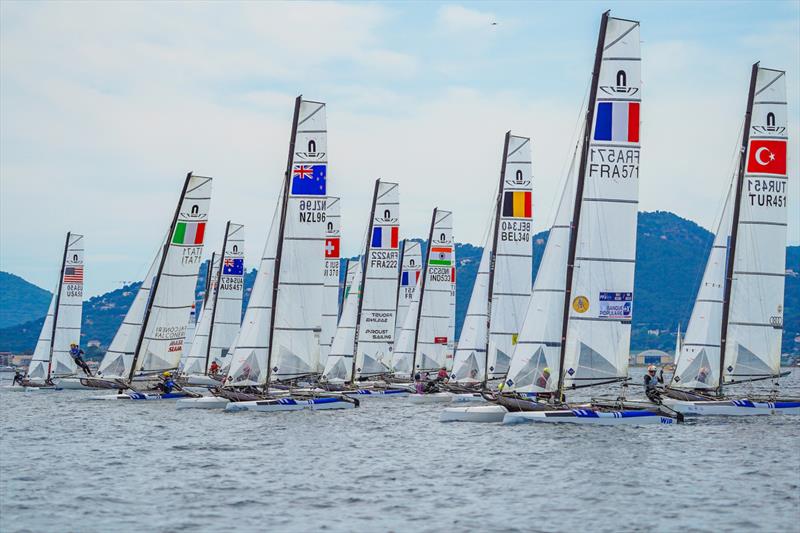 Nacra 17 start - Day 4 - NZL Sailing Team - Semaine Olympique Francais - April 27, 2023 - photo © Sailing Energy